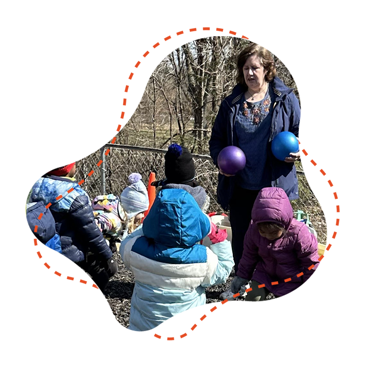 Teacher and kids having outdoor activity